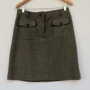 Vintage Lilly Pulitzer Olive Green Tweed Wool Blend A-Line Women's Skirt - 10